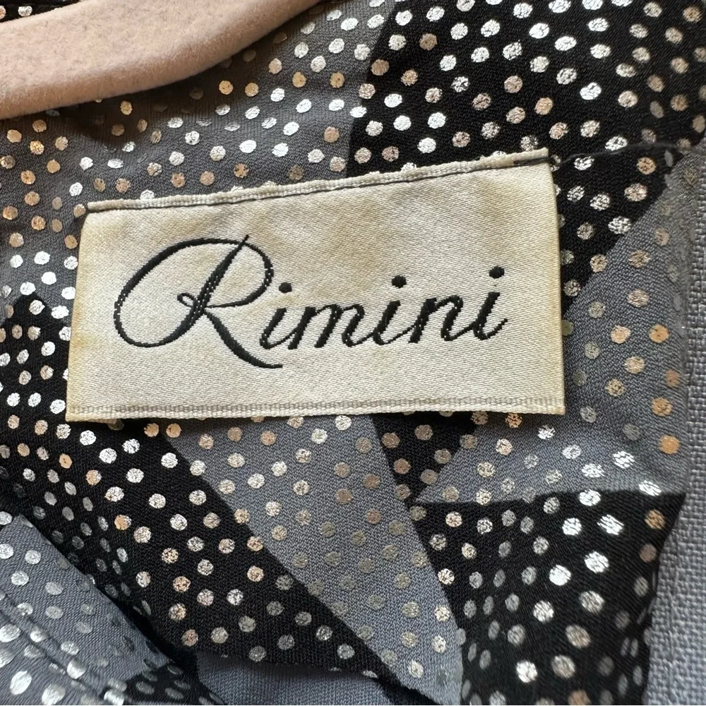 Rimini Vintage 1980s Women’s Metallic Black And Silver Party Disco Dress Size 10